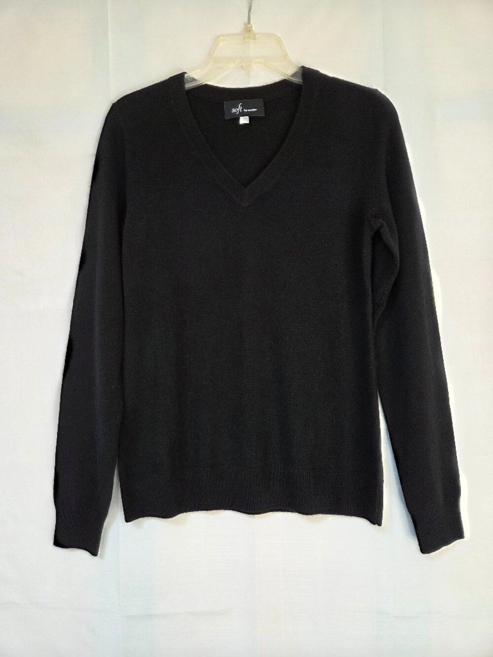 Soft by Naadam Womens Sweater XXS/S Black Cashmere Old Money Quiet Luxury V-Neck